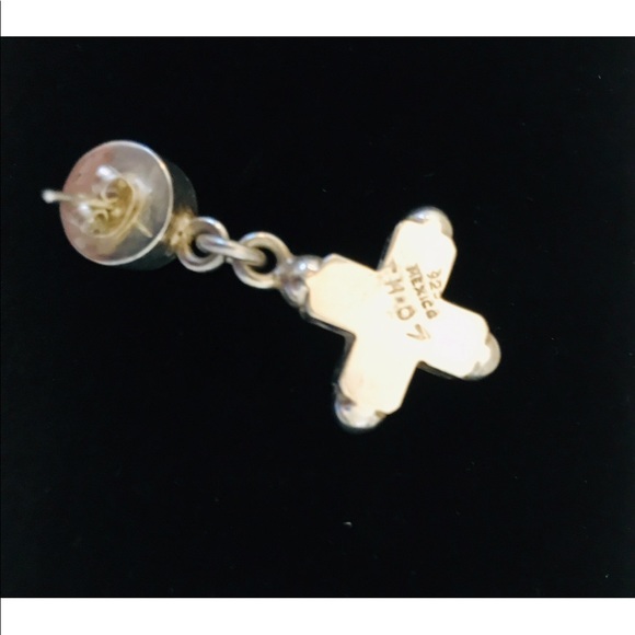 Vintage Sterling Silver Cross Earrings - Picture 3 of 5